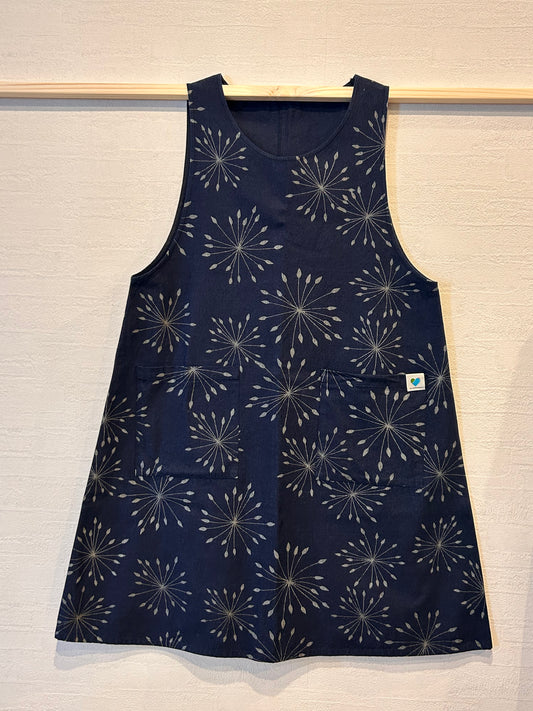 藍染めエプロンドレス(厚)花火  Indigo pinafore / apron